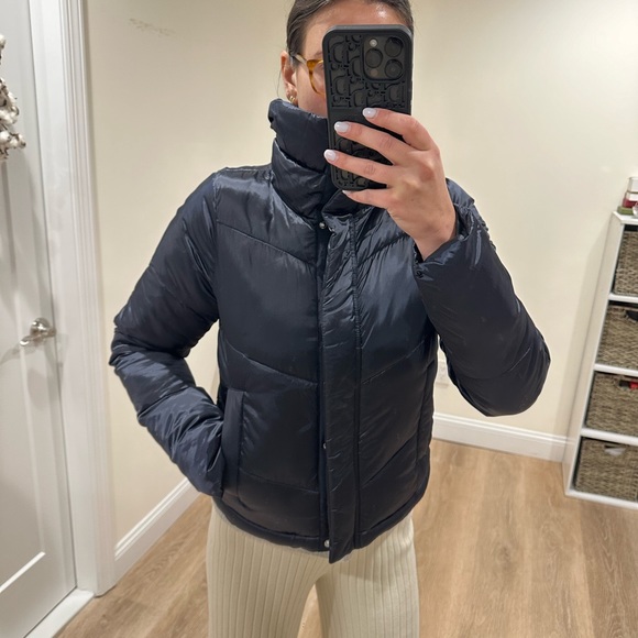 NWT Abercrombie & Fitch Black Shine Mini Puffer Coat Jacket Size Small - Picture 5 of 10